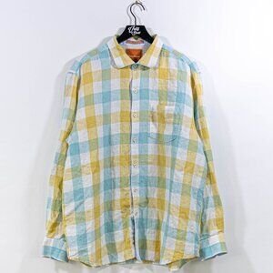 Tommy Bahama Plaid Linen Shirt XL Resort Vacation Preppy